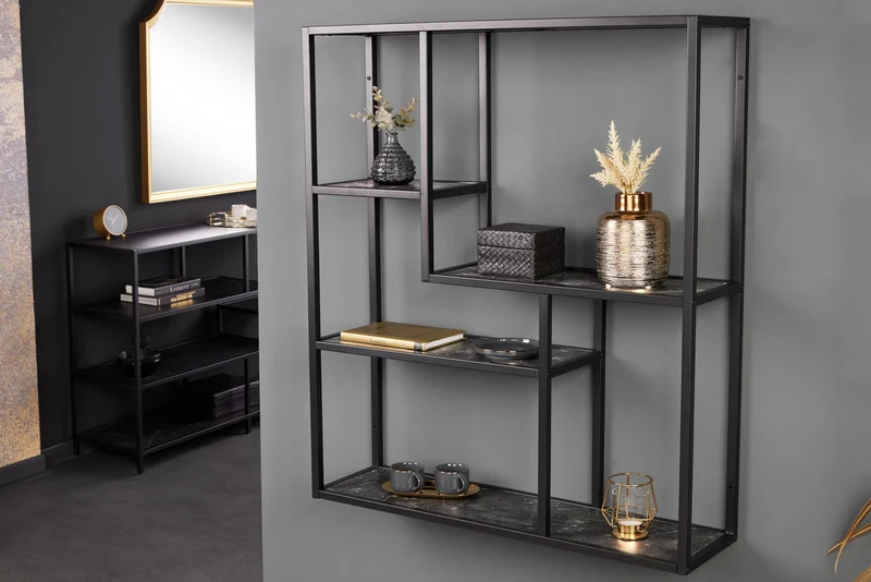 Etagère murale moderne SLIM LINE 90cm métal graphite suspendue