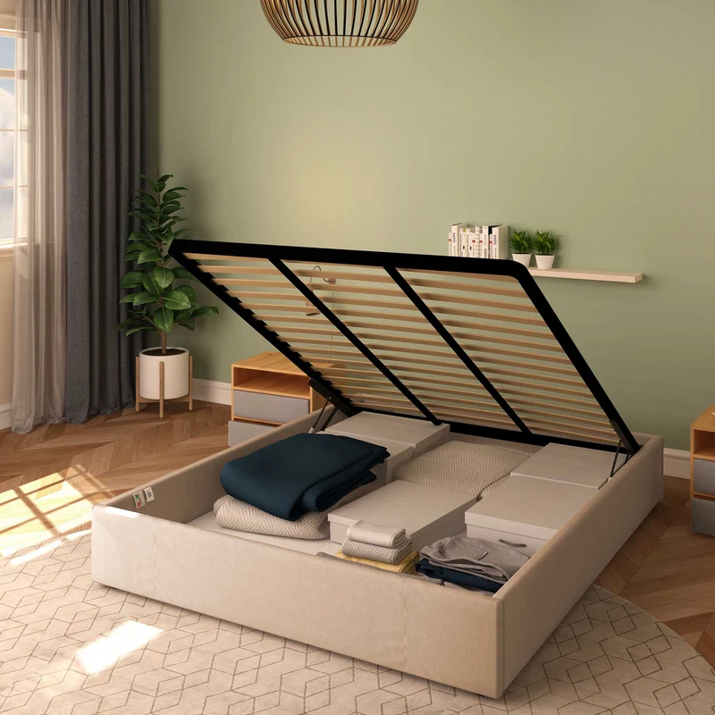 Letto contenitore matrimoniale senza testata in tessuto Enjoy 3 Cloe 140x190