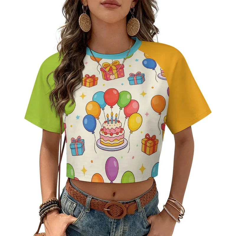 T-shirt court crop top femme manches contrastées personnalisable