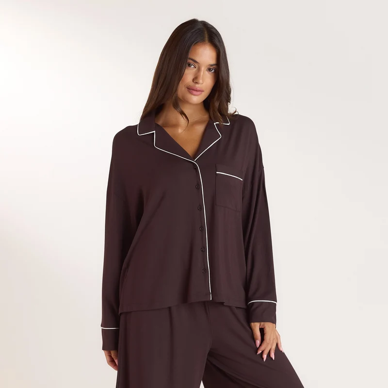 Chemise de Pyjama Modal - Chocolat Noir