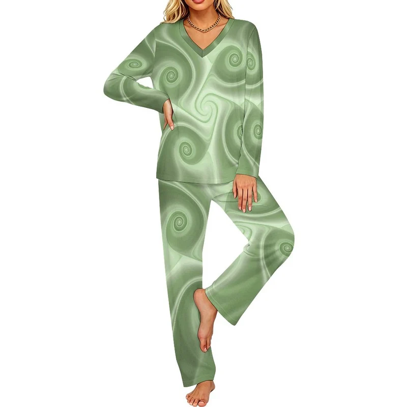 Ensemble Pyjama Femme Personnalisé Col V Manches Longues