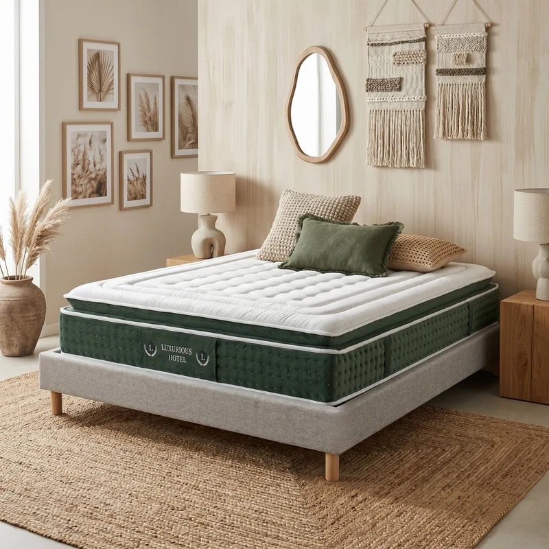 Ensemble literie complet avec lit et matelas d'hôtel - Collection Tissu