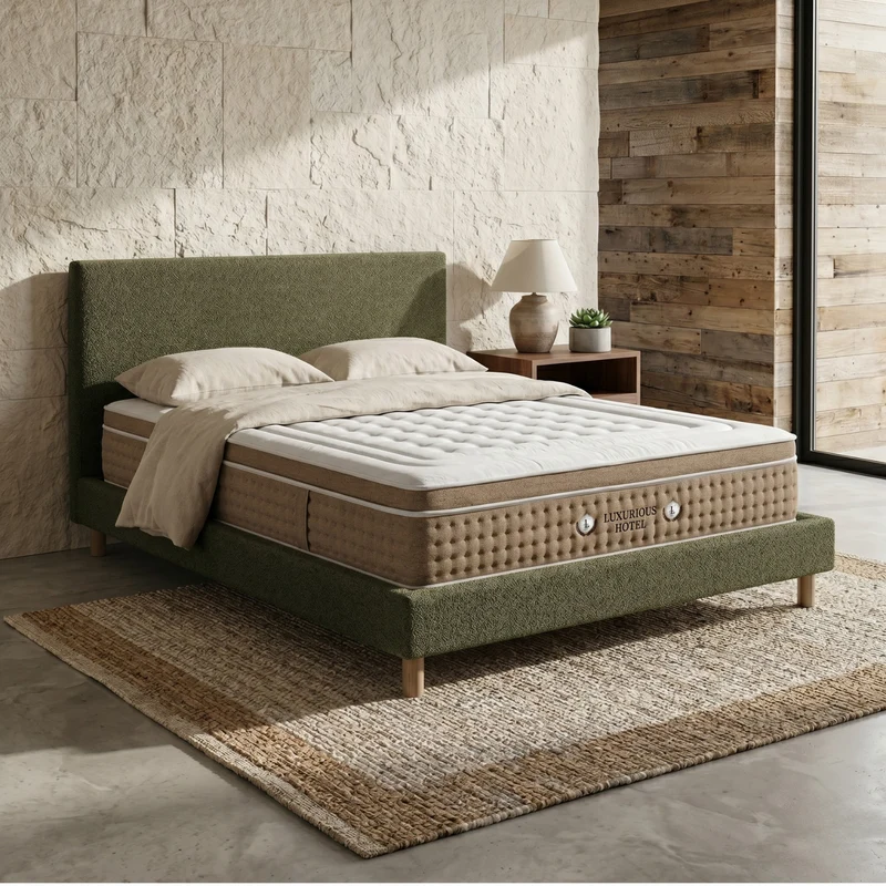 Ensemble avec lit fixe et matelas d'hôtel - Collection Bouclette