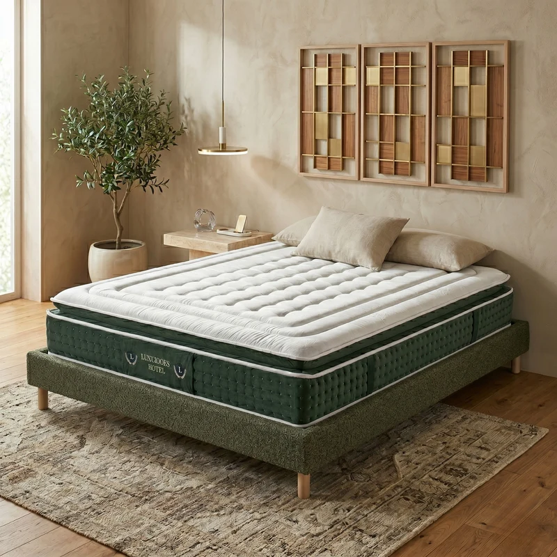 Ensemble literie complet avec lit et matelas d'hôtel - Collection Bouclette