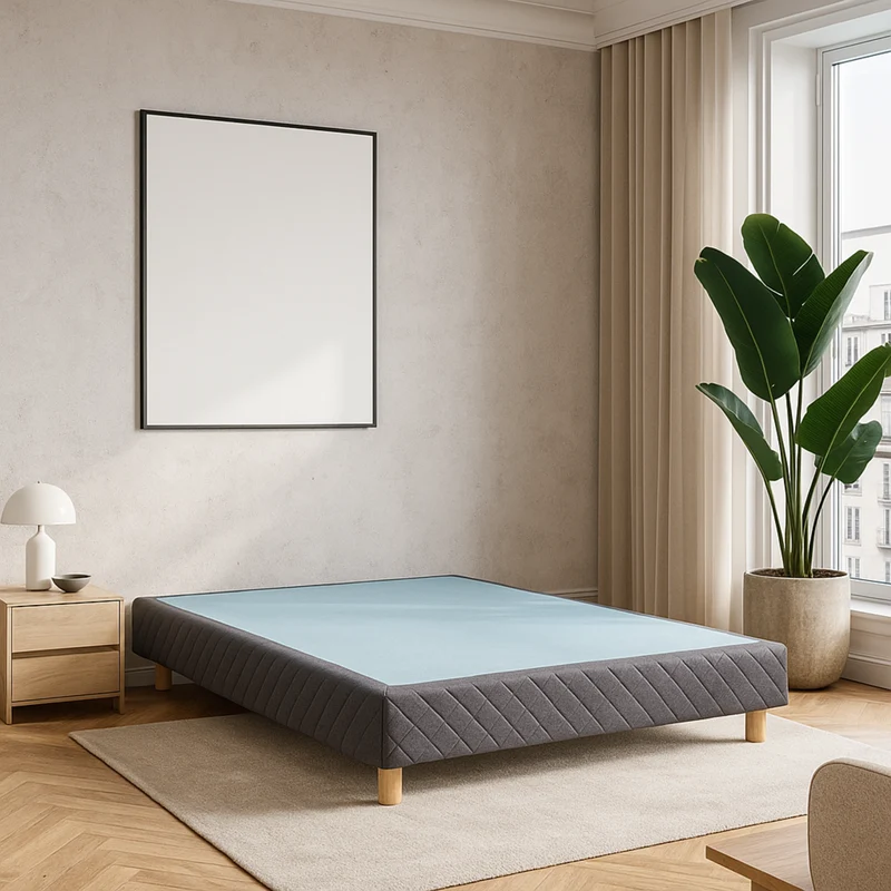 Sommier tapissier, structure bois et revêtement tissu - Collection Confort