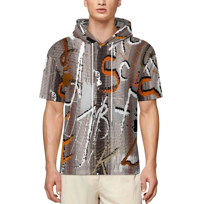 Sweat à Capuche Manches Mi-Longues en Tissu Texturé Poisson avec Impression Personnalisée