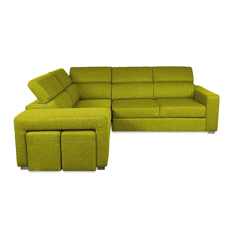 Divano letto angolare con due cubi pouf Gregory