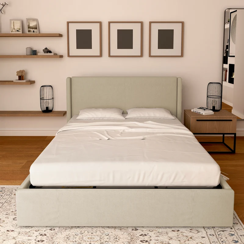 Letto contenitore matrimoniale in ecopelle Aurora