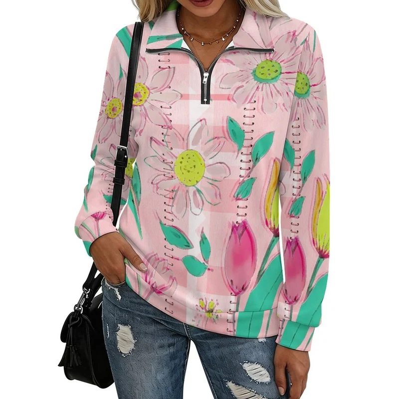 Sweat Femme à Col Zippé 1/4 Personnalisable