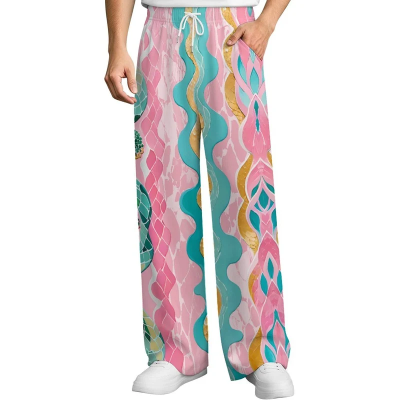 Pantalon Large Homme à Cordon avec Impression Personnalisée