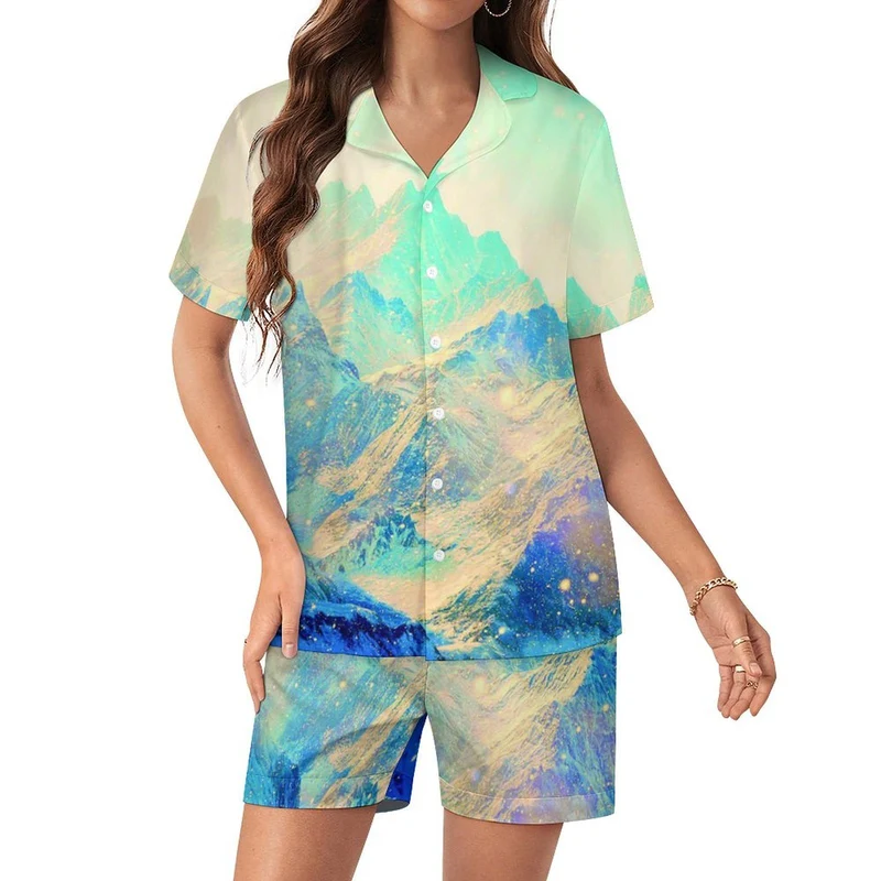 Pyjama Satin Personnalisable Col Cubain Manches Courtes Femme