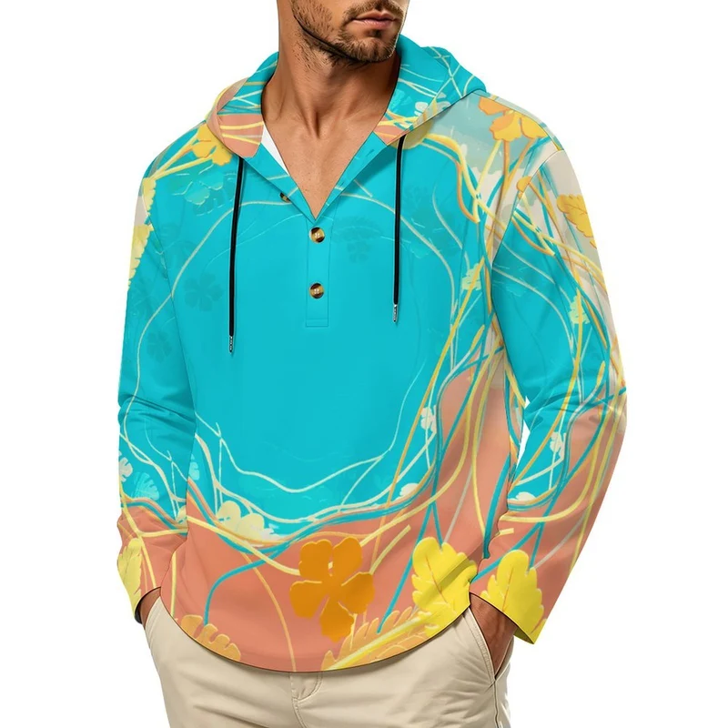 Sweat à Capuche Homme Col Boutonné Personnalisable Coupe Oversize