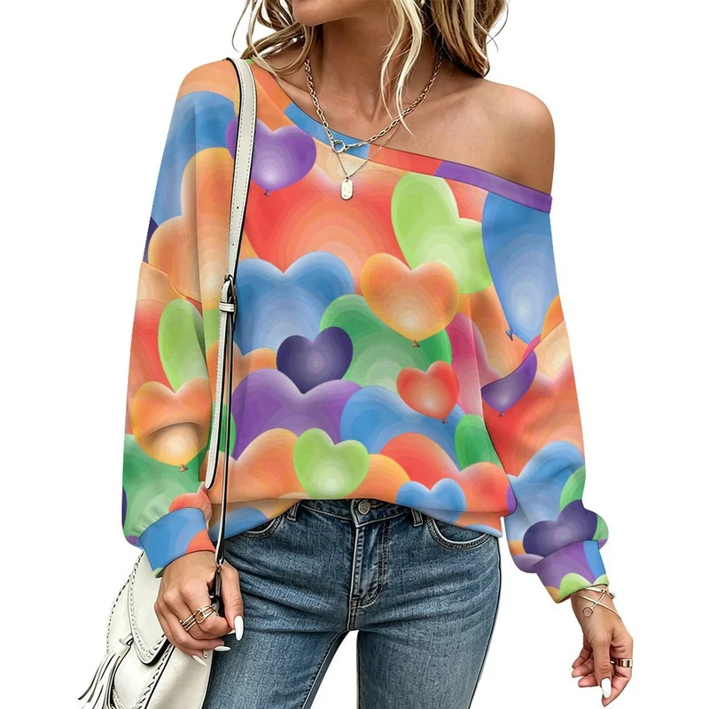 Sweat Femme Épaule Dénudée Personnalisable Coupe Oversize