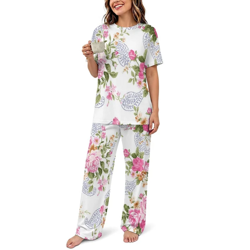 Ensemble Pyjama Femme Personnalisé Manches Courtes et Pantalon
