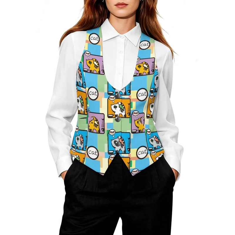 Gilet Sans Manches Femme Col V Personnalisable Style Tailleur