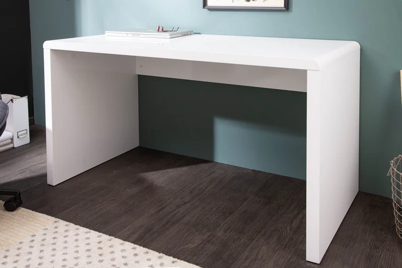 Bureau design FAST TRADE 120cm table de bureau blanc brillant
