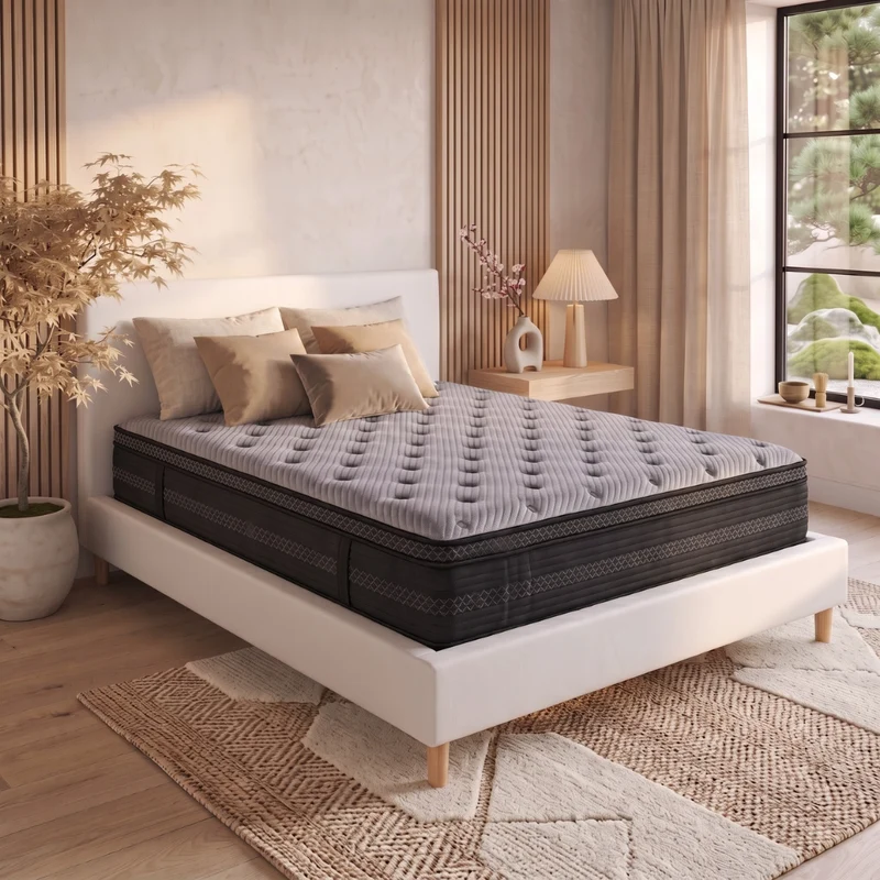 Matelas ressorts ensachés double surmatelas mémoire de forme - Collection Nuage