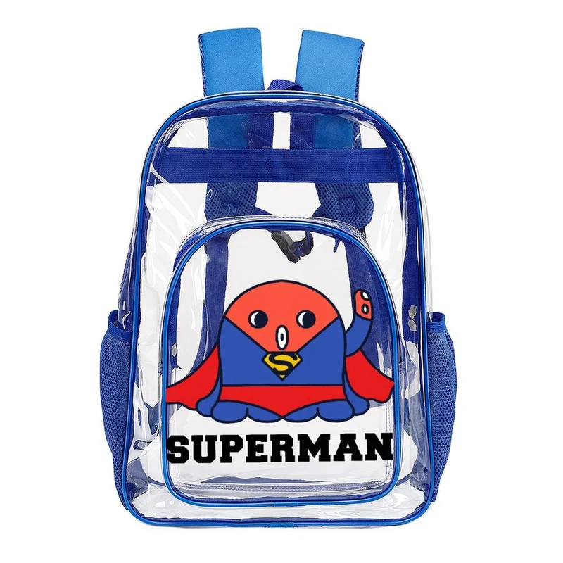 Sac à Dos Transparent PVC avec Poche Filet — Personnalisable par Impression UV