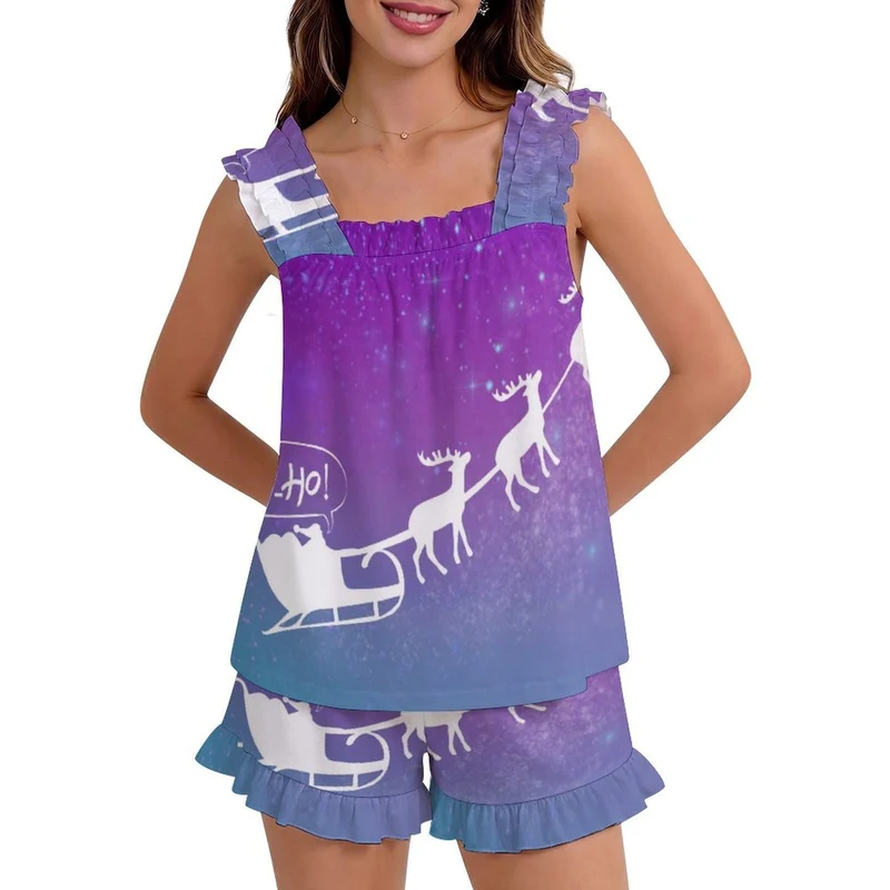 Ensemble Pyjama Volants Haut et Short Personnalisable — Tissu Doux du S au 5XL