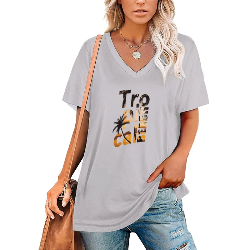 T-shirt Col V Femme Personnalisé | Haut Ample Fluide