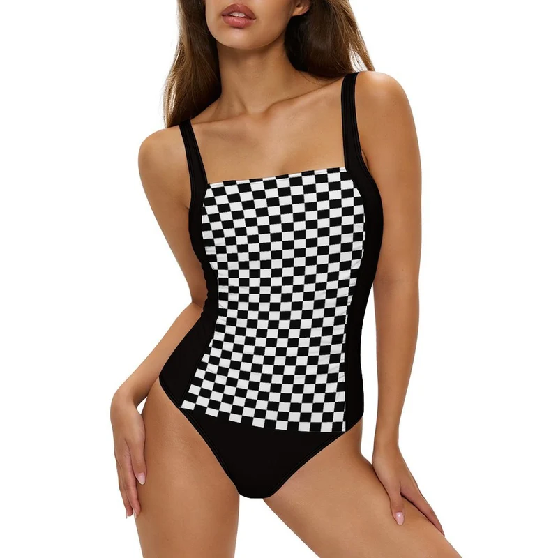 Maillot de Bain Une Pièce Col Carré Personnalisé | Effet Gainant Rétro