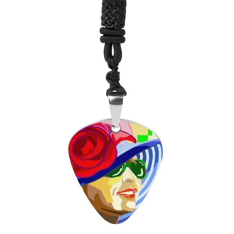 Collier Médiator de Guitare Personnalisable | Pendentif Musique sur Cordon Noir