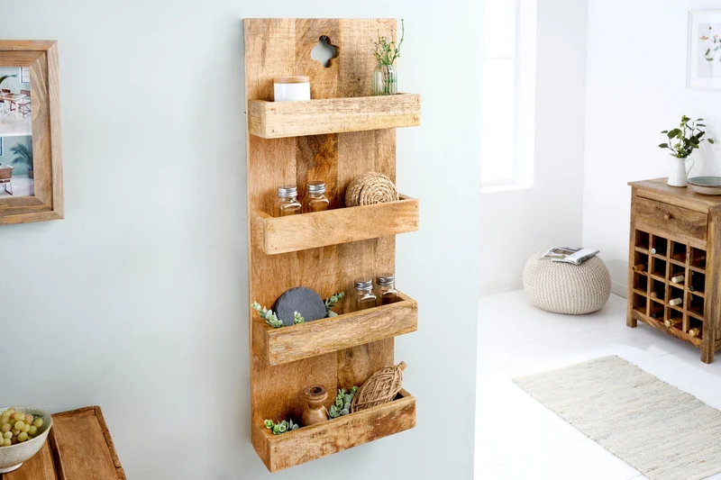 Etagère de cuisine solide HEMINGWAY 80cm étagère murale en manguier