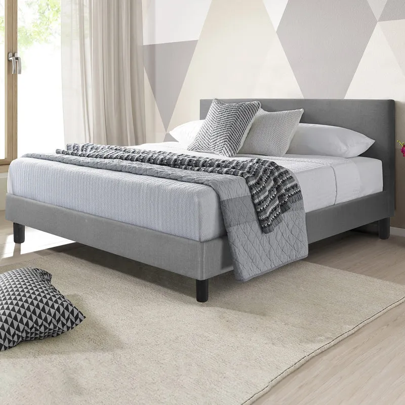 Pack Essentiel : Lit Marquis Tissus Gris Clair & Matelas Cosmos