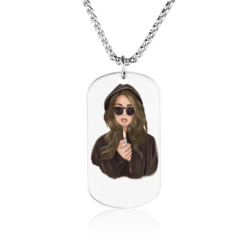 Collier Plaque Militaire Personnalisable | Pendentif Photo en Acier