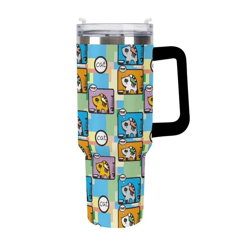 Grand Mug Isotherme de Voyage Personnalisé avec Poignée et Paille