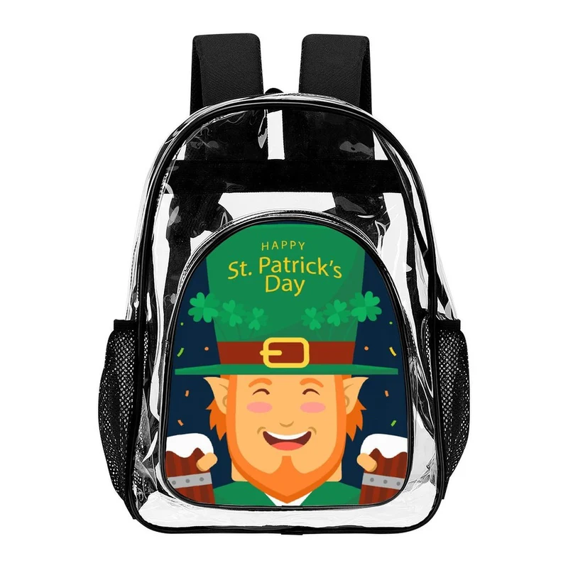 Sac à Dos Transparent Personnalisé en PVC avec Poche Filet Latérale