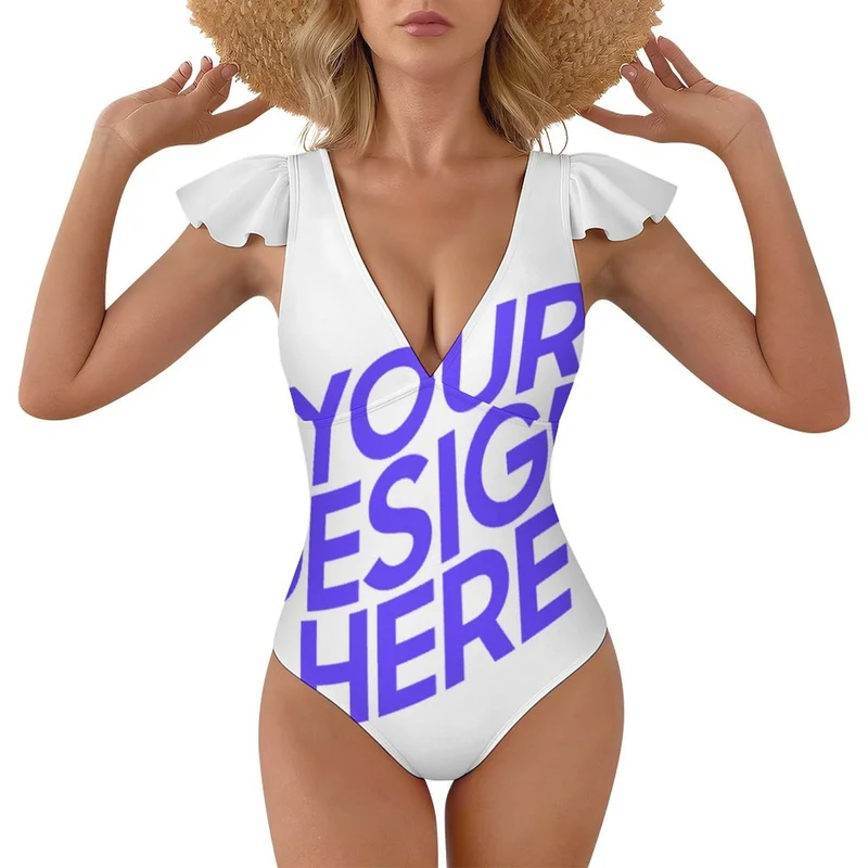 Maillot de bain 1 pièce pour femme 294340 Personnalisé à Volants avec photo logo motif texte (conception une image)