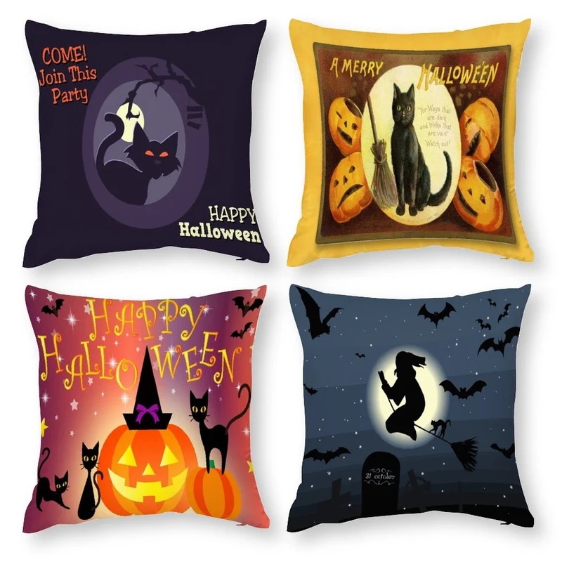 Lot de 4 Housses de Coussin Personnalisées - Polyester Doux (Multi-tailles)