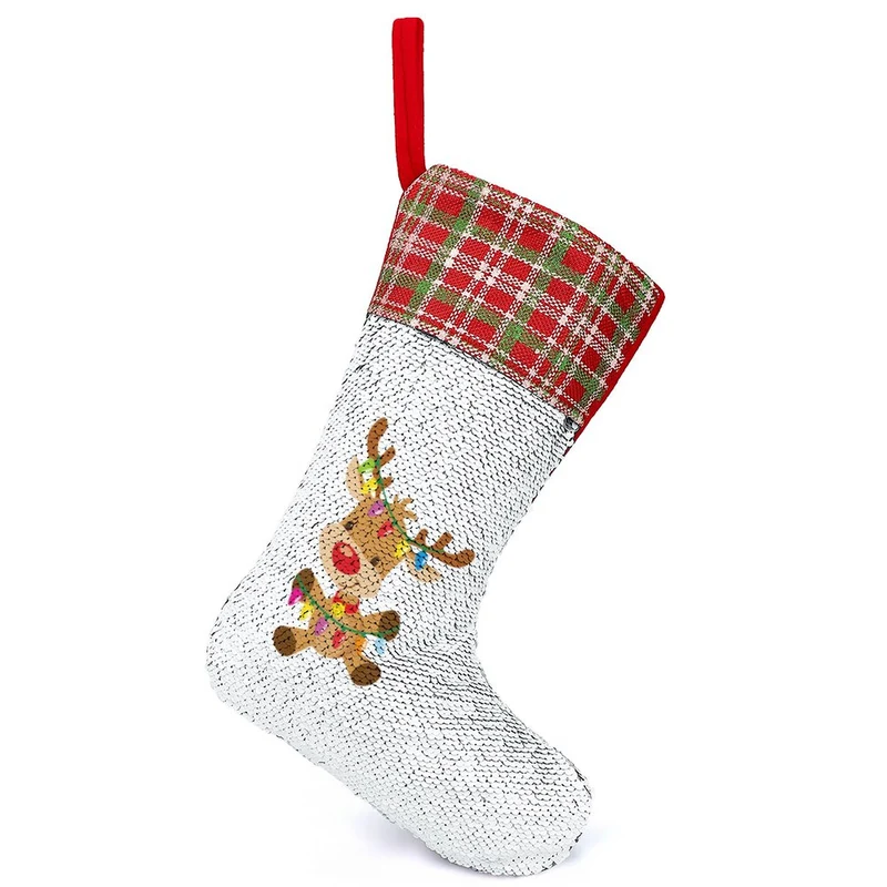 Chaussette de Noël Paillettes Magiques - Réversible & Personnalisable