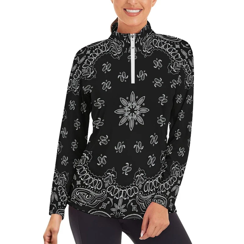 Haut de Sport Femme 1/4 Zip Lycra : T-shirt Compression Manches Longues