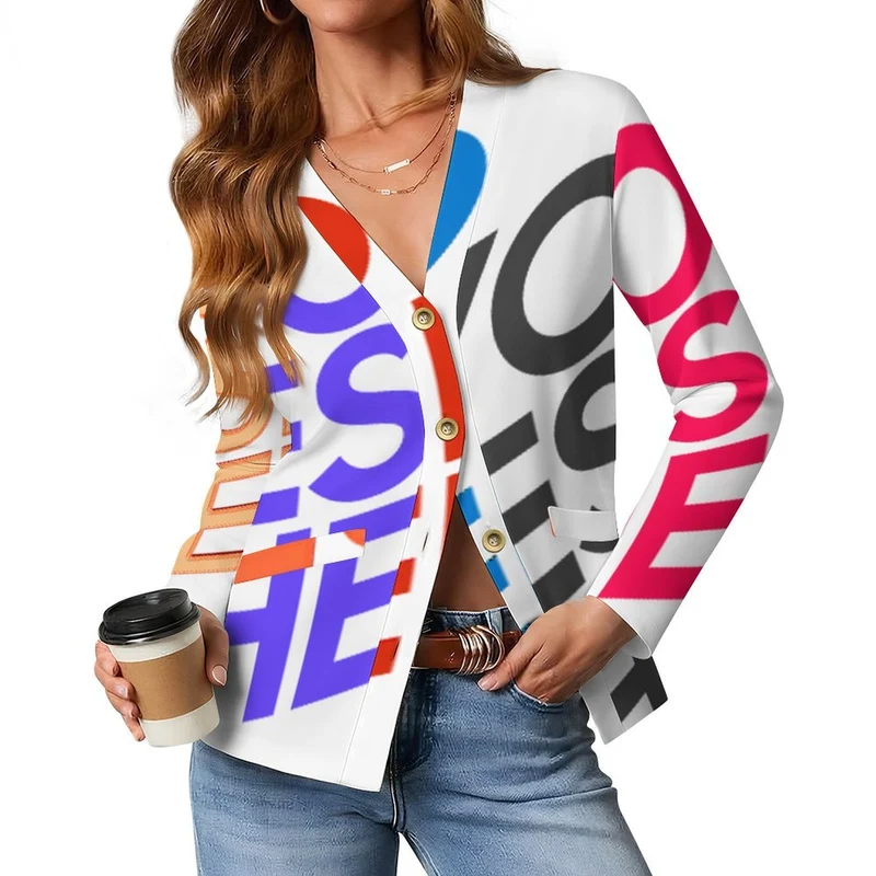 Cardigan / Gilet fin pour femme SDS2526 personnalisé avec photo texte prénom (conception multi-images)