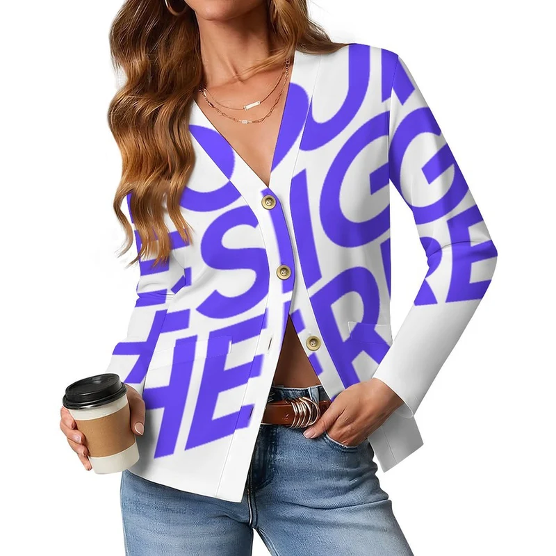 Cardigan / Gilet fin pour femme SDS2526 personnalisé avec photo texte prénom (conception une image)