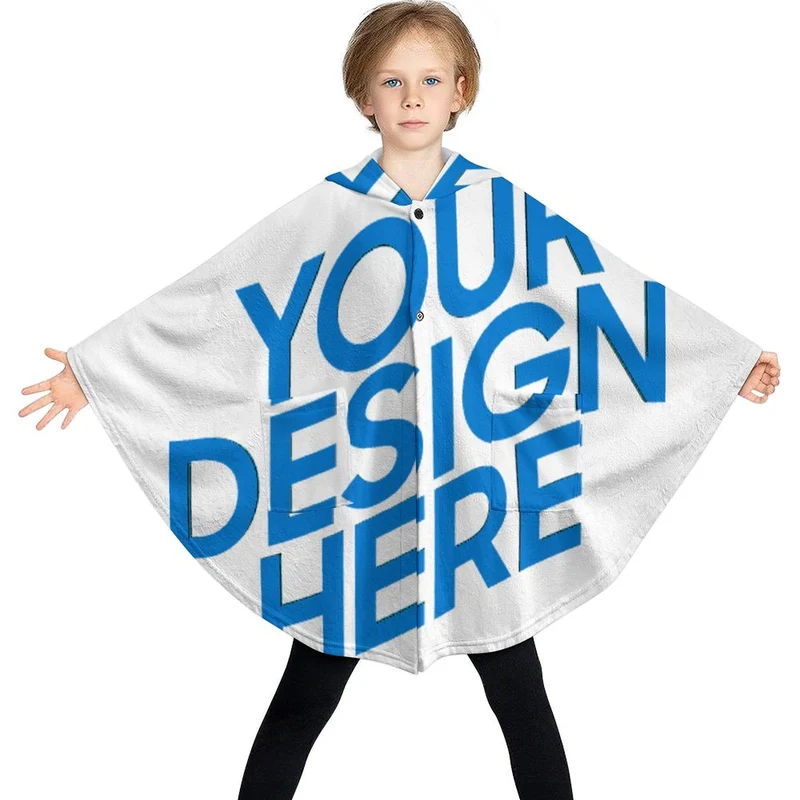 Couverture à capuche pour enfants RTDP09 personnalisé avec photo texte prénom (conception une image)