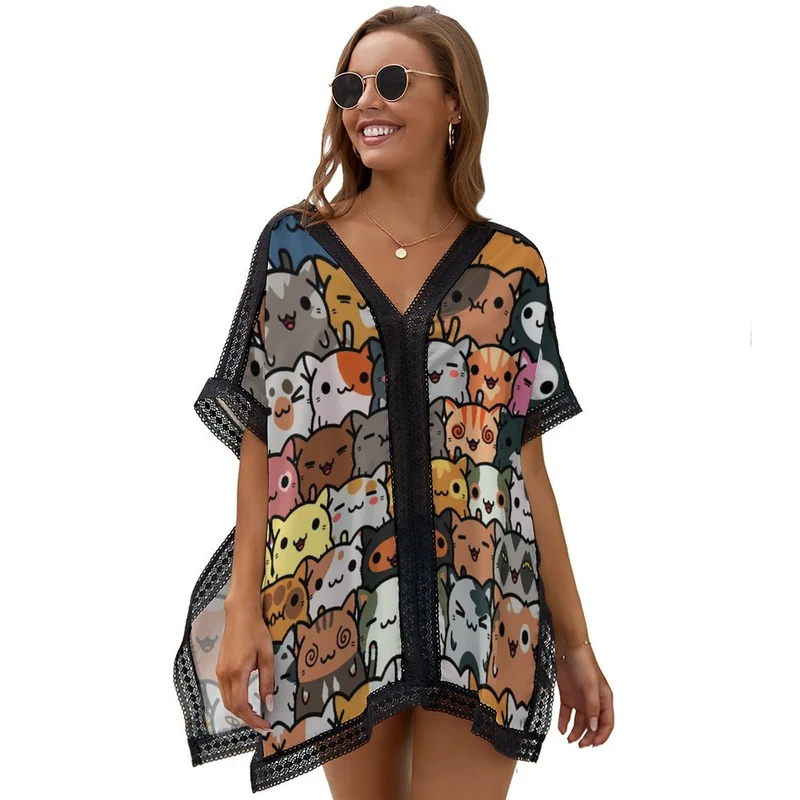Tunique de Plage Caftan Personnalisée : Cover-Up Manches Chauve-Souris