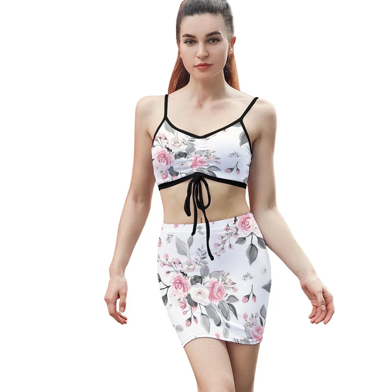 Ensemble Jupe à Cordon Personnalisé | Set 2 Pièces Sexy Femme