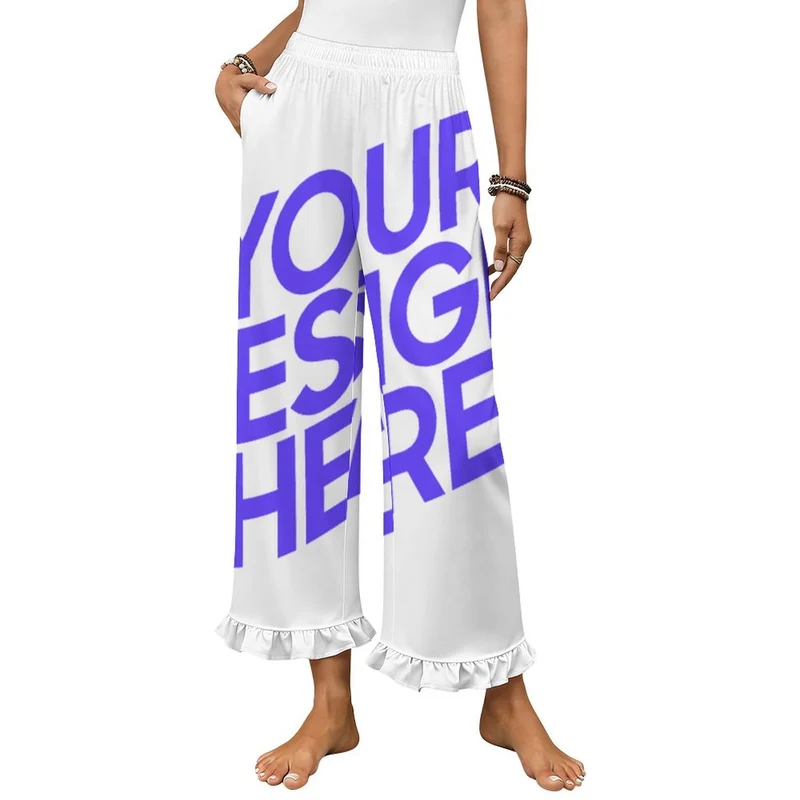 Pantalon de pyjama à volants pour femme NSHYBSK personnalisé avec prénom motif texte (conception une image)