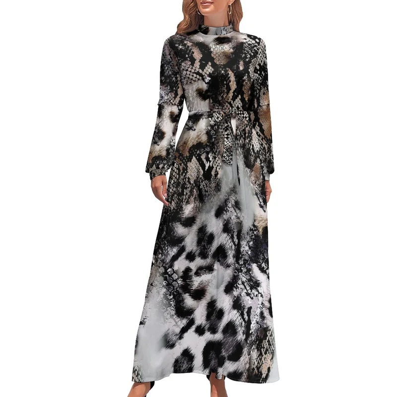 Robe Longue Col Montant Personnalisable : Maxi Dress Fluide & Chic