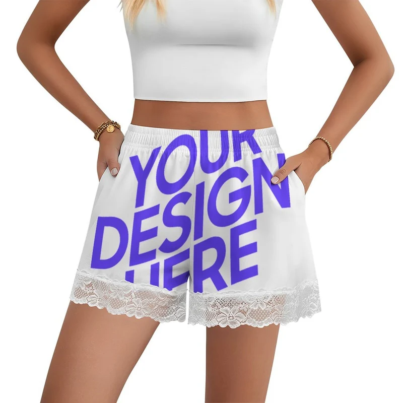Pantalon de pyjama court à bordure en dentelle pour femme SDS2516 personnalisé avec photo texte prénom (conception une image)