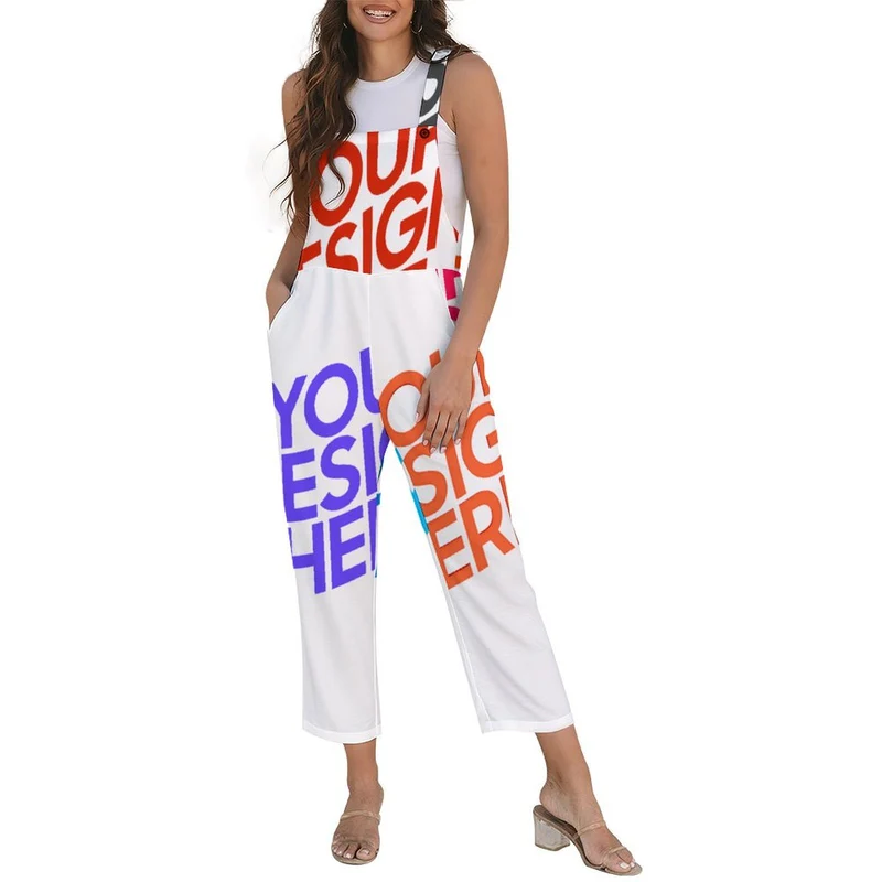 Salopette boutonnée pour femme 20LR personnalisée avec prénom motif texte (conception multi-images)