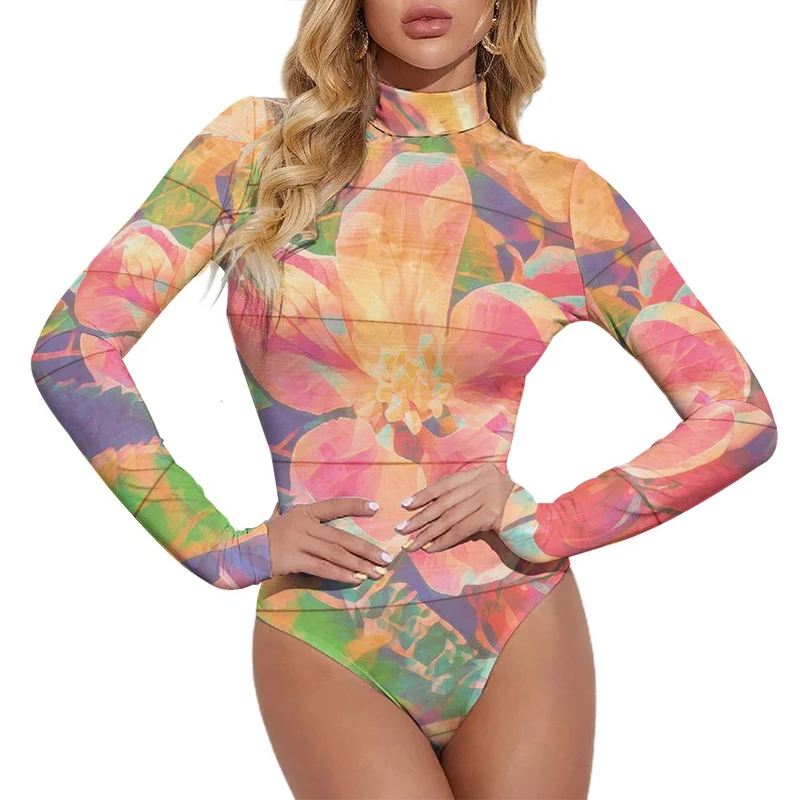 Body Col Montant Femme Personnalisé | Manches Longues & Haute Élasticité
