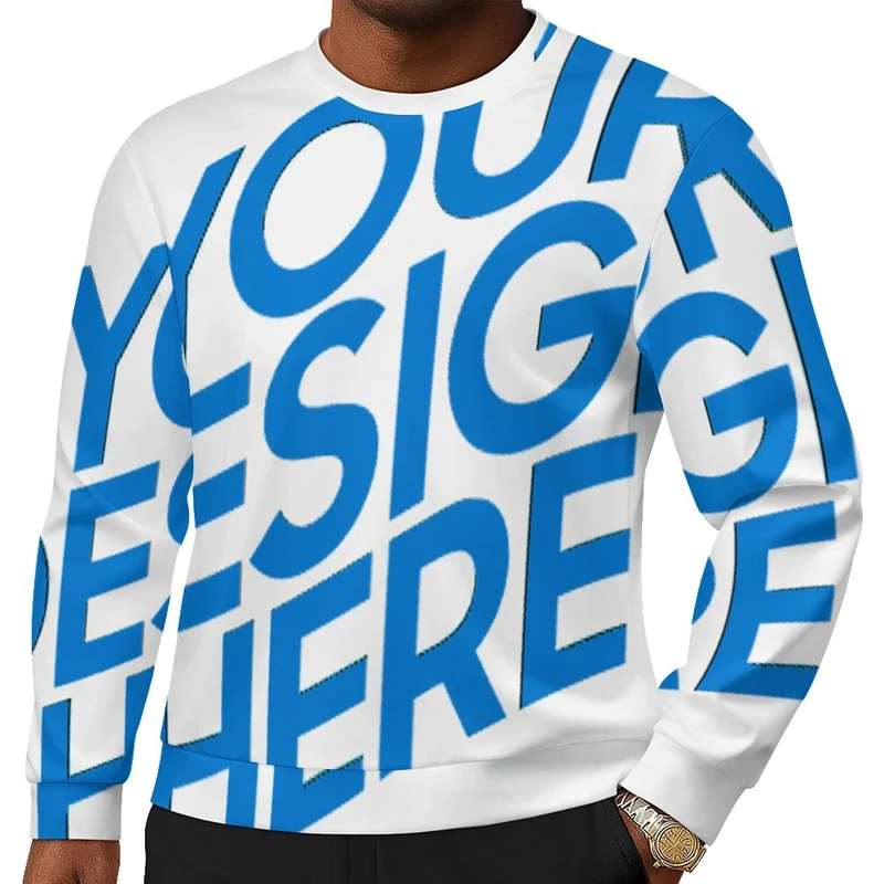 Sweat-shirt à manches longues pour homme C20H personnalisé avec photo texte prénom (conception une image)