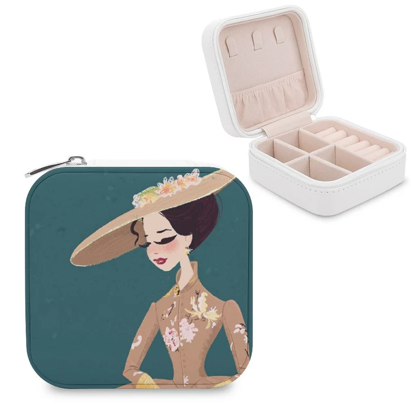 Boîte à Bijoux de Voyage Personnalisée | Rangement Cuir PU & Velours