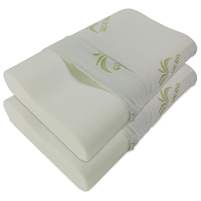 Coppia cuscini cervicale memory con fodera in Aloe vera