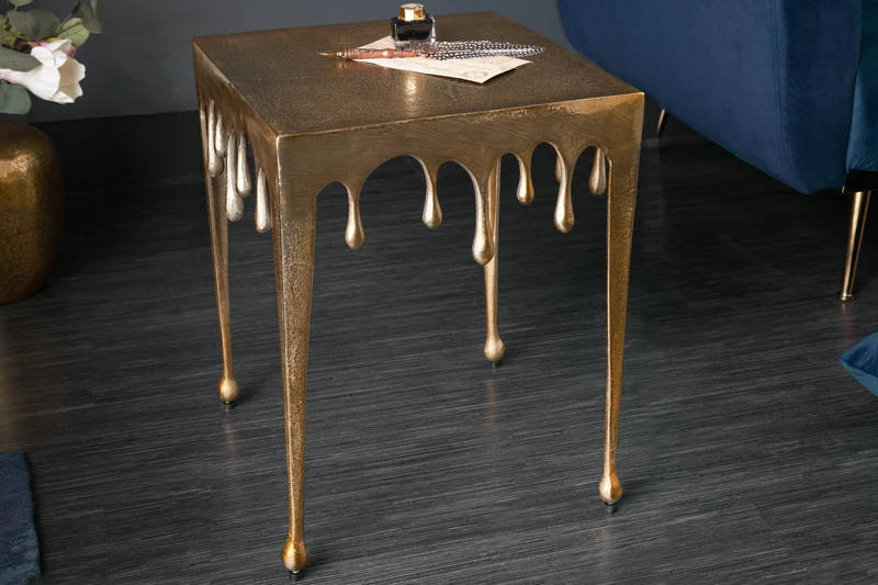 Table d'appoint extravagante LIQUID LINE S 34cm design goutte d'or