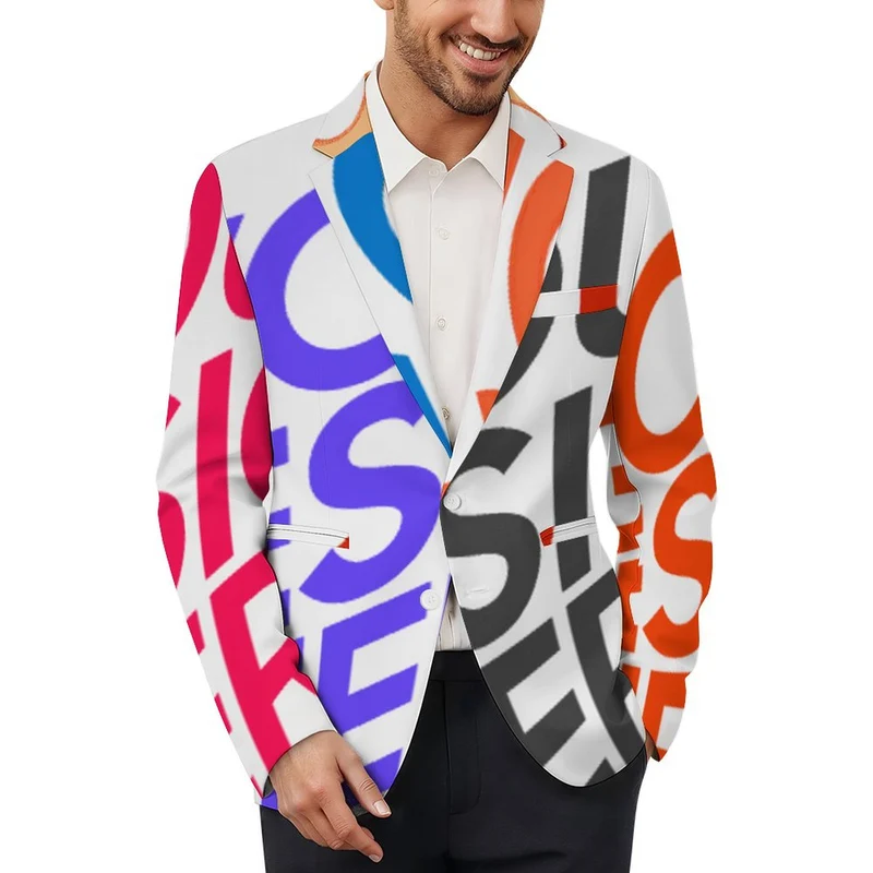 Veste de costume formelle pour homme Z34W personnalisée avec prénom motif texte (conception multi-images)